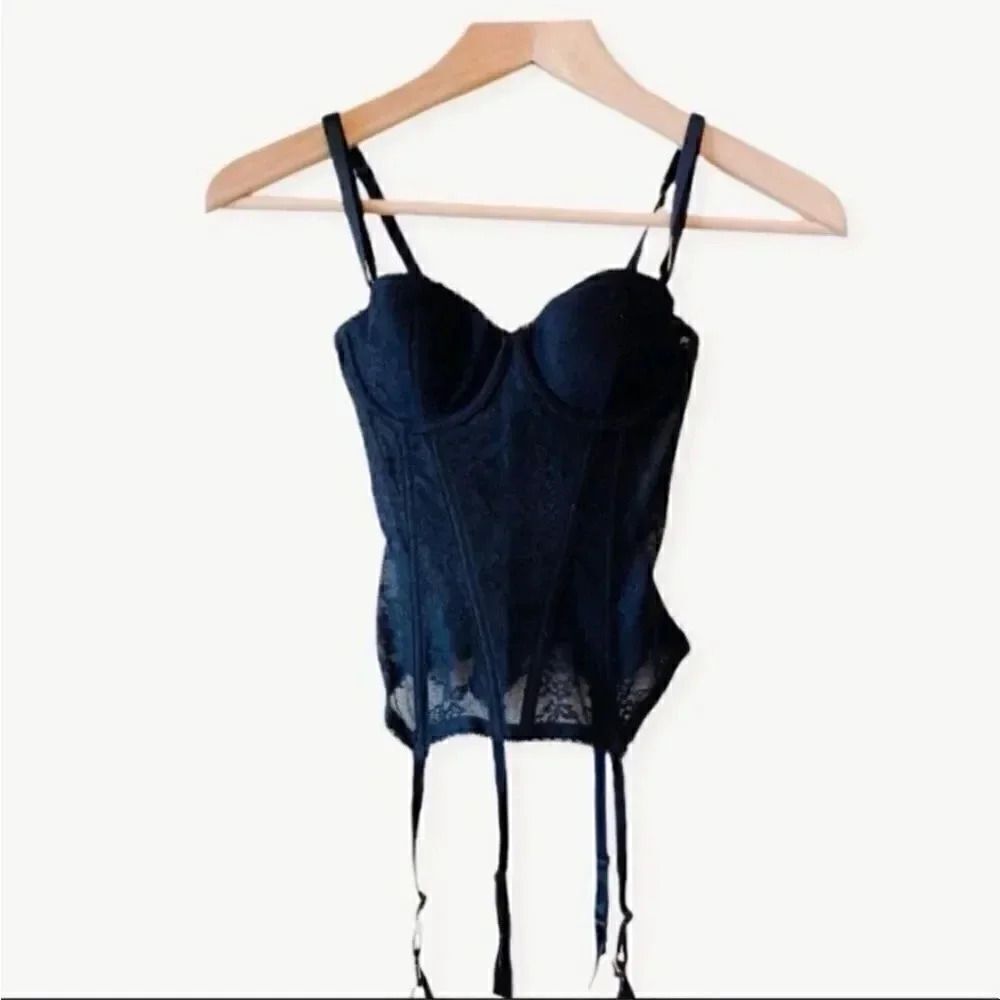 H&M black padded underwired garter Corset bustier SZ 4